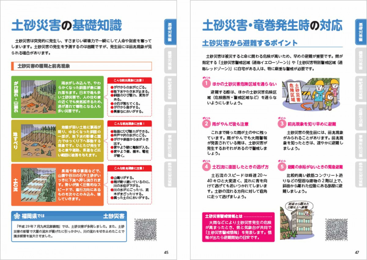 福岡県防災ハンドブック　45ページと47ページの内容