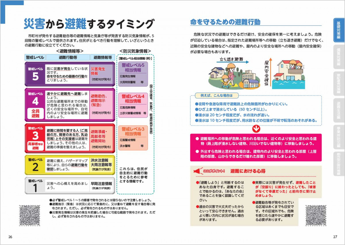 福岡県防災ハンドブック　26ページから27ページの内容